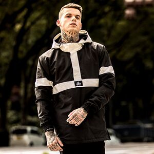 英国品牌bee inspired男装春秋休闲夹克黑白配色半拉链套头外套