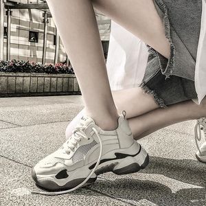 显脚小老爹鞋女增高厚底透气网面2020夏季新款ins潮智熏鞋网洞鞋