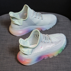 果冻软底飞织椰子运动女鞋2022年春季新款网面透气休闲跑步老爹鞋