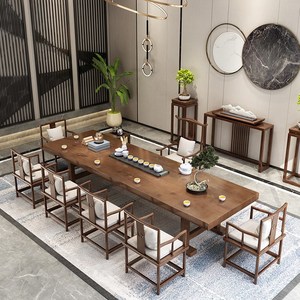 新古典中式实木茶桌椅组合禅意简约茶几休闲接待会客功夫泡茶长桌
