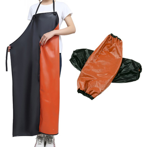 pvc防水围裙围裙黑红复合加厚防油围腰食堂厨房水产加长工作服饰