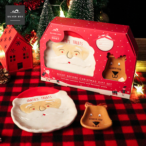 圣诞礼物盘子杯子礼盒装陶瓷餐具套装3D手绘系列创意儿童小礼品