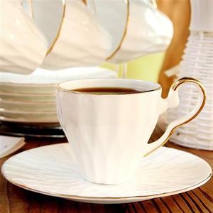 高档品来运 欧式咖啡杯碟套装小奢华骨瓷创意咖啡具陶瓷简约金边