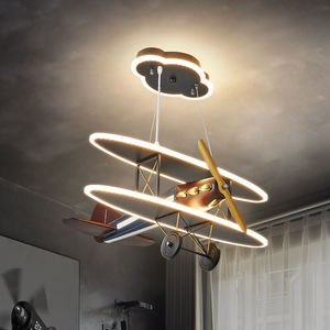 【品灯雅舍】飞机吊灯儿童房灯男孩创意个性复古双翼机模型灯男童