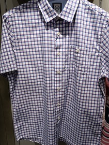 波顿2022夏季新款男士短袖格子衬衫纯棉薄款商务休闲高端品质衬衣