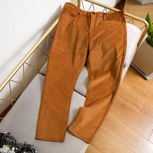 姜黄条绒裤子