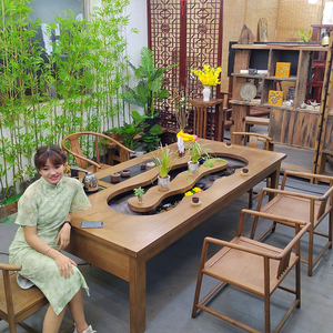 曲水流觞茶台实木