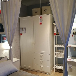 宜家 穆斯肯 双门衣柜带3个抽屉(124x60x201厘米)国内代购