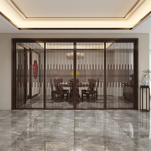 屏风隔断推拉门客厅家用入户门玄关门厅定制实木移动轨道门新中式