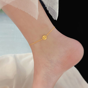 周大福官网正品999黄金脚链足金福牌脚饰新款时尚简约脚链子24k纯