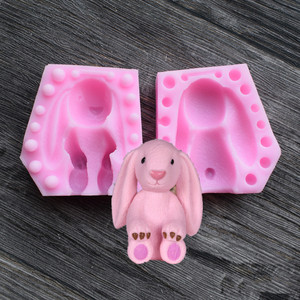长耳朵兔蛋糕硅胶模具 diy巧克力装饰摆件模具 兔子翻糖模具1576