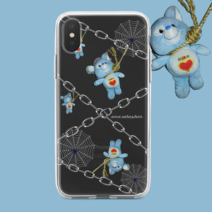 复古冷淡风丧系链条小熊苹果iphone11max8小米oppo华为vivo手机壳