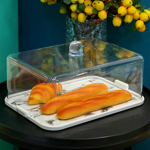亚克力透明罩蛋糕面包点心罩塑料托盘长方形食品保鲜自助餐盖子