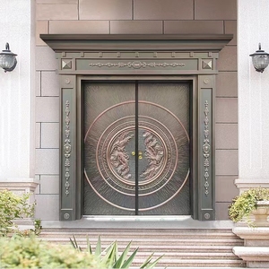 tb460084484淘宝豪华别墅大门双开门锌合金仿铸铝门乡村自建房入户