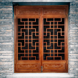 中式实木花格仿古门窗隔断屏风复古装饰东阳木雕镂空格栅窗户定制
