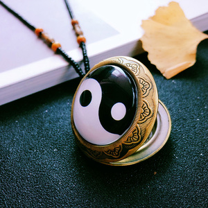 太极八卦随身护身挂件定制阴阳鱼空心吊坠可打开装东西的男女项链