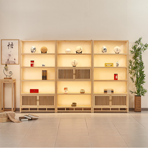 茶叶展示架展示柜货架子实木带灯茶叶店普洱茶具紫砂壶多宝格子柜_阿