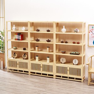 茶叶展示架展示柜货架子实木带灯茶叶店普洱茶具紫砂壶多宝格子柜