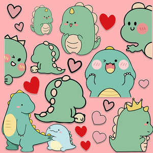 卡通可爱小恐龙行李箱笔记本电脑贴纸旅行箱手机水杯ipad贴画防水