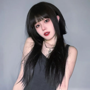 公主切假发女长发日常lolita黑长直姬发式假发套日系水母头全头套