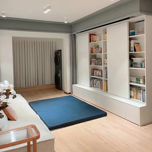 定制实木整面墙一体到顶书柜收纳柜储物柜格子柜满墙柜客厅书架