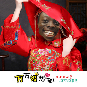 接亲堵门拦门新郎搞怪网红结婚婚礼整蛊道具红盖头搞笑纸质面具
