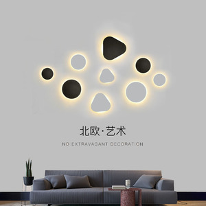现代简约LED圆形壁灯极简 创意个性客厅背景墙过道卧室床头灯装饰