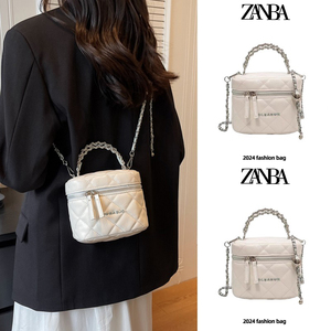 ZARI水桶小包包女式2024新款斜挎包菱格盒子包小众链条时尚手提包