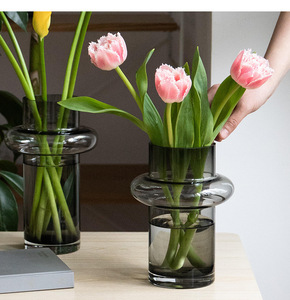 ins风北欧创意简约插花玄关餐桌装饰品小号透明玻璃花瓶摆件客厅