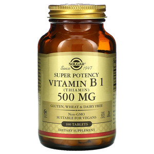 直邮 solgar vitamin b1 thiamin 500mg 维生素b1硫胺素100片素食