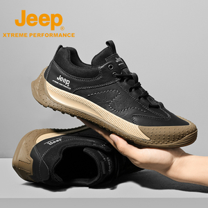 jeep吉普男鞋冬季2021新款真皮休闲运动鞋潮鞋英伦徒步户外跑步鞋
