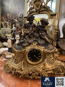 欧洲典藏馆西洋古董收藏精品大型法国19世纪古董铜鎏金钟表