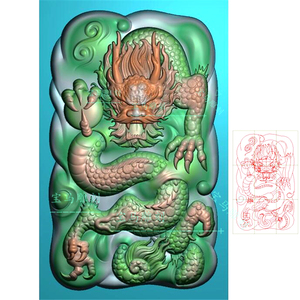 精雕图龙挂件电脑机雕图龙戏珠玉雕图深雕龙牌全身龙正面龙头霸气