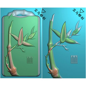 玉雕图电脑jdp精雕图高风亮节玉竹竹节竹子牌头框46牌子玉平安