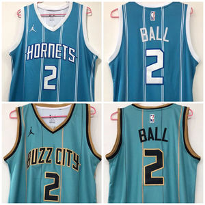 三球黄蜂2号探花拉梅洛-鲍尔新款城市版刺绣球衣ball绿色篮球服男