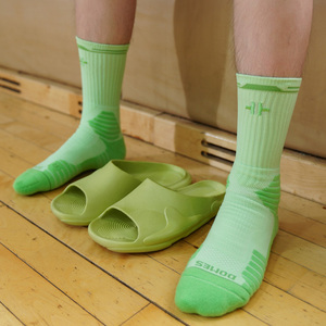 草牌无中生有篮球袜男长筒高帮羽毛球绿色袜子加厚毛巾底运动长袜