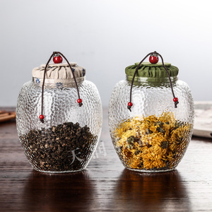 天润和器透明玻璃茶叶罐样品密封茶罐布盖糖果花茶储物罐子包邮