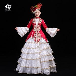 新款欧式中世纪复古宫廷礼服演出蛋糕裙聚会派对主持写真舞台走秀