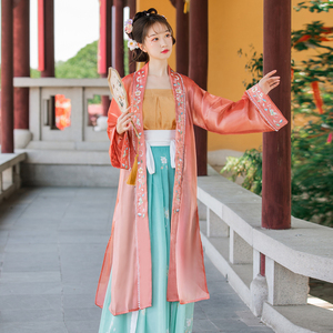 黛烟现货【卿竹燕·红】原创宋制长褙子齐腰襦裙中国风日常汉服女