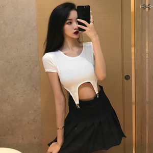 2019新款气质性感成熟露脐套装百褶裙短裙两件套夏古娜苏旗舰店118