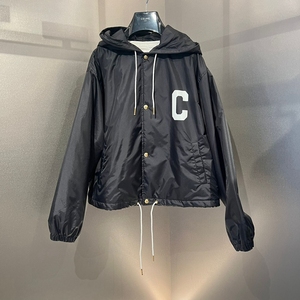 celine 女装新品简约字母印花连帽宽松夹克棒球服外套香港代购