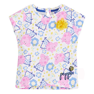 新款童装夏季欧美风卡通短袖T恤纯棉儿童女童小宝宝可爱 小猪
