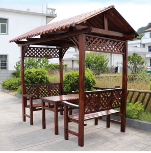 厂家直销防腐木碳化木实木户外休闲亭简易小亭子院内凉亭葡萄架