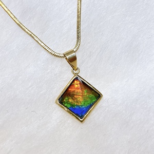 特惠一口价_加拿大斑彩宝石korite14k金镶嵌菱形吊坠8 mm 限时