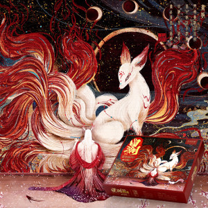 000人付款淘宝随型九尾狐精雕图jdp灰度图bmp浮雕图玉雕睡美人狐狸仙