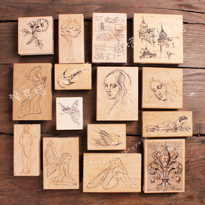 judikins钢炭笔手绘印章美国设计草图素描线条装饰图章手帐贺卡纸