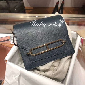 hermes/爱马仕猪鼻子roulis 19/23 黑色 金扣银扣 单肩斜挎包女包