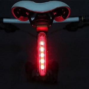 超亮自行车长条尾灯红色警示灯自行车配件山地车5LED联排闪烁尾灯