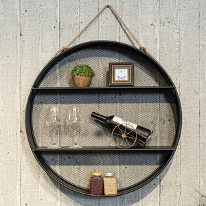 北欧创意圆形铁艺壁挂现代简约家居墙壁墙饰loft墙上置物架隔板架