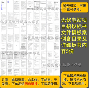 光伏电站项目招投标书文件案例模板含清单目录及详细标书内容5份